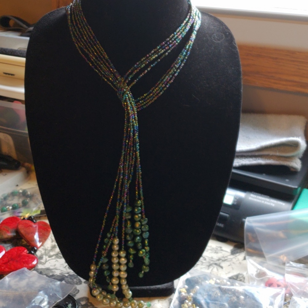 Scarf necklace freshwater  pearls
